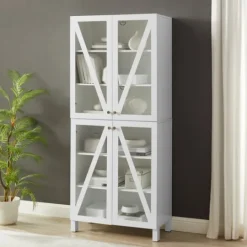 Kirkland's Home Tall Triangle 4-Door Wood Cabinet- Cabinets & Sideboards