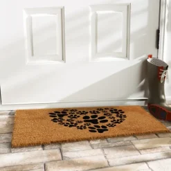 Kirkland's Home Tan And Black Coir Heart Paws Doormat- Doormats
