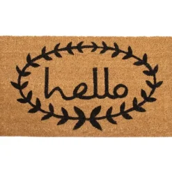 Kirkland's Home Tan And Black Evergreen Hello Doormat, 36X24 In.- Doormats