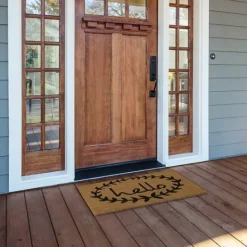 Kirkland's Home Tan And Black Evergreen Hello Doormat, 36X24 In.- Doormats