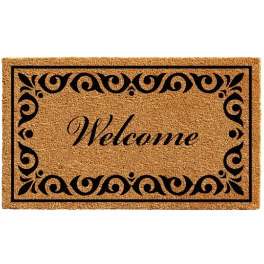 Kirkland's Home Tan And Black Scroll Welcome Doormat, 29X17 In.- Doormats