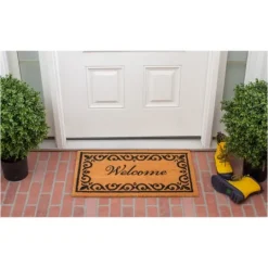Kirkland's Home Tan And Black Scroll Welcome Doormat, 29X17 In.- Doormats