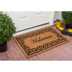 Kirkland's Home Tan And Black Scroll Welcome Doormat, 36X24 In.- Doormats