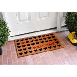 Kirkland's Home Tan And Black Welcome Heart Doormat- Doormats