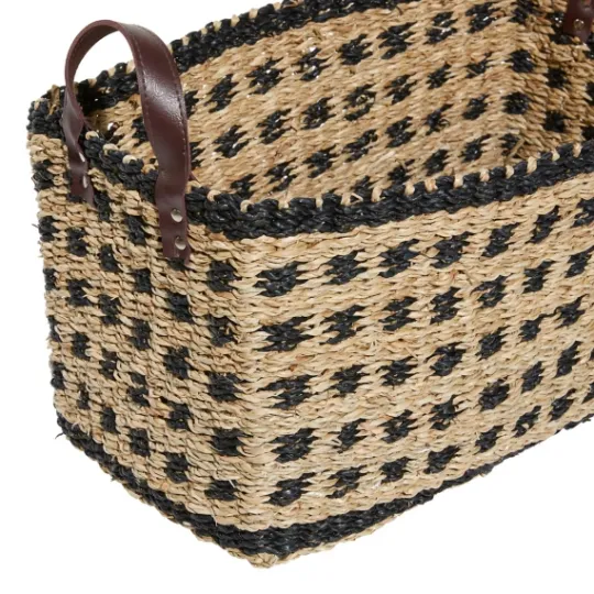 Kirkland's Home Tan And Black Woven Baskets, Set Of 2- Baskets & Boxes