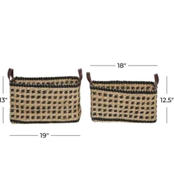 Kirkland's Home Tan And Black Woven Baskets, Set Of 2- Baskets & Boxes