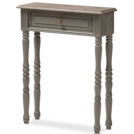 Kirkland's Home Tan And Gray Ornate Ball Turned Console Table- Console Tables