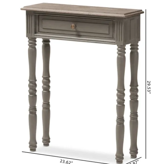 Kirkland's Home Tan And Gray Ornate Ball Turned Console Table- Console Tables