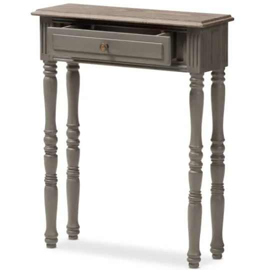 Kirkland's Home Tan And Gray Ornate Ball Turned Console Table- Console Tables