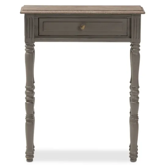 Kirkland's Home Tan And Gray Ornate Ball Turned Console Table- Console Tables