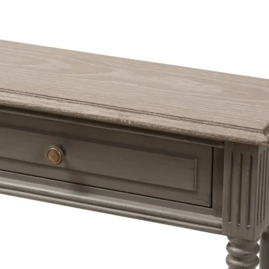 Kirkland's Home Tan And Gray Ornate Ball Turned Console Table- Console Tables