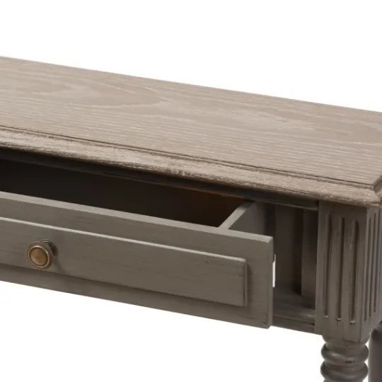 Kirkland's Home Tan And Gray Ornate Ball Turned Console Table- Console Tables