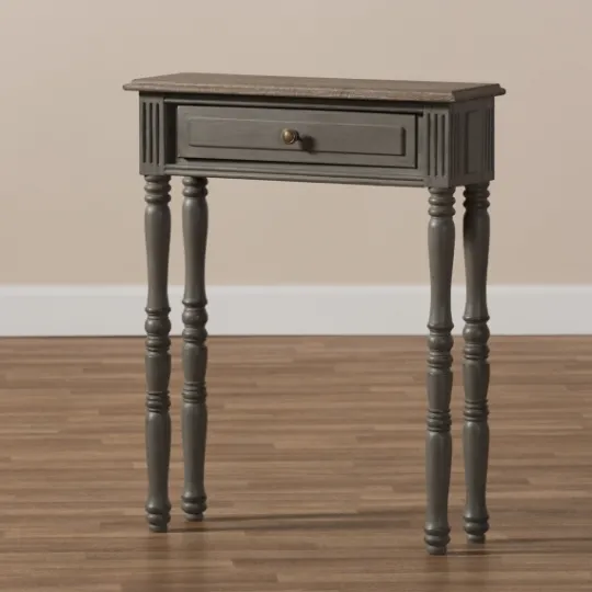 Kirkland's Home Tan And Gray Ornate Ball Turned Console Table- Console Tables