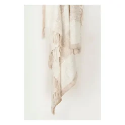 Kirkland's Home Tan And Ivory Striped Woven Cotton Throw- Blankets & Throws