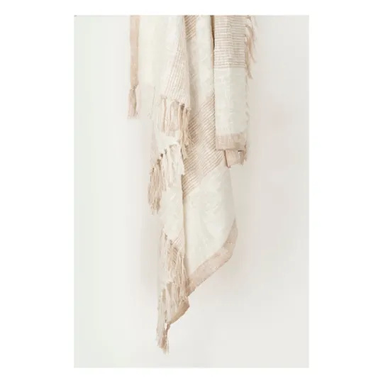 Kirkland's Home Tan And Ivory Striped Woven Cotton Throw- Blankets & Throws