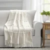 Kirkland's Home Tan And White Herringbone Stripe Throw- Blankets & Throws