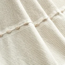 Kirkland's Home Tan And White Herringbone Stripe Throw- Blankets & Throws