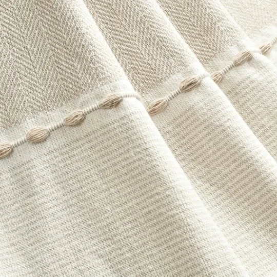 Kirkland's Home Tan And White Herringbone Stripe Throw- Blankets & Throws