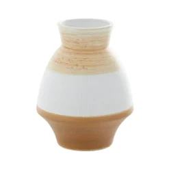 Kirkland's Home Tan And White Striped Coastal Ceramic Vase, 9 In.- Vases