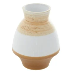 Kirkland's Home Tan And White Striped Coastal Ceramic Vase, 9 In.- Vases