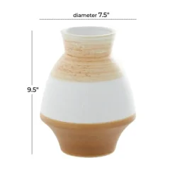 Kirkland's Home Tan And White Striped Coastal Ceramic Vase, 9 In.- Vases