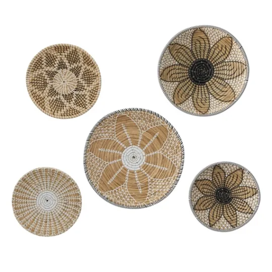 Kirkland's Home Tan Bohemian Seagrass 5-Pc. Wall Plaque Set- Wall Plaques