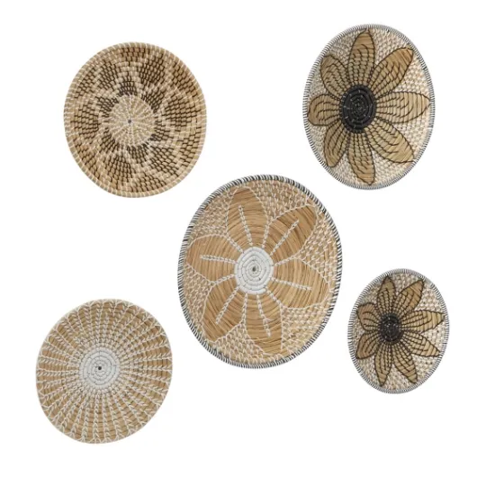 Kirkland's Home Tan Bohemian Seagrass 5-Pc. Wall Plaque Set- Wall Plaques