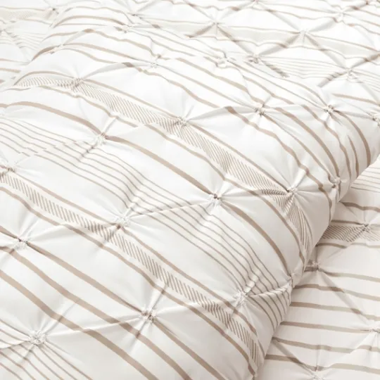 Kirkland's Home Tan Pintuck Stripe King 5-Pc. Comforter Set- Comforters