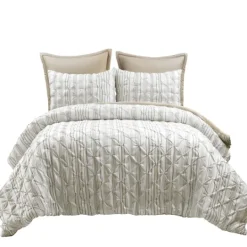 Kirkland's Home Tan Pintuck Stripe King 5-Pc. Comforter Set- Comforters