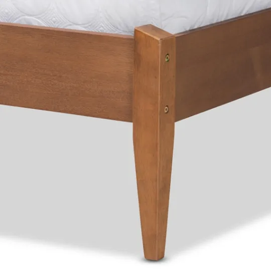 Kirkland's Home Tan Upholstered Brown Wood King Platform Bed- Beds & Headboards