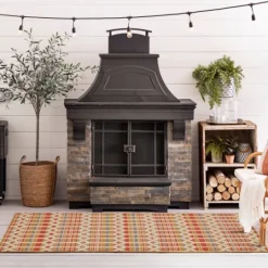 Kirkland's Home Tandoori Geometric Trellis Outdoor Area Rug, 5X7- Outdoor Rugs