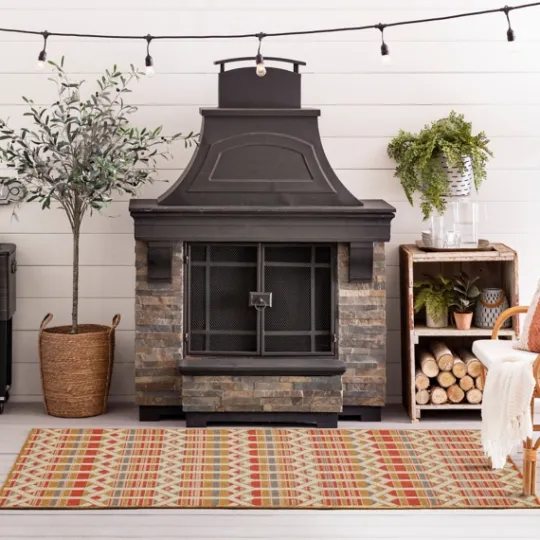 Kirkland's Home Tandoori Geometric Trellis Outdoor Area Rug, 5X7- Outdoor Rugs