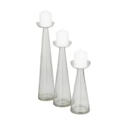 Kirkland's Home Tapered Glass Pillar Candle Holders, Set Of 3- Candle Holders
