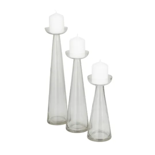 Kirkland's Home Tapered Glass Pillar Candle Holders, Set Of 3- Candle Holders