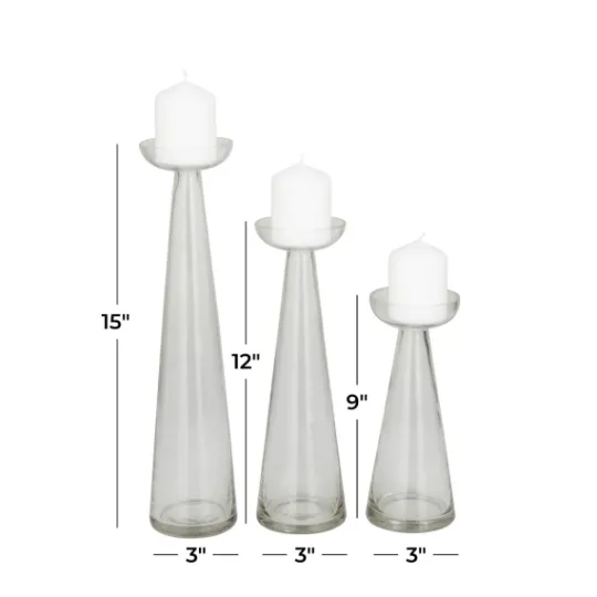 Kirkland's Home Tapered Glass Pillar Candle Holders, Set Of 3- Candle Holders
