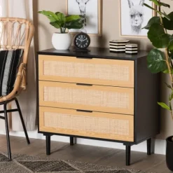 Kirkland's Home Tara Two-Tone Espresso Rattan Dresser- Dressers & Chests