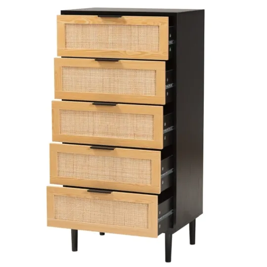 Kirkland's Home Tara Two-Tone Espresso Rattan Chest- Dressers & Chests