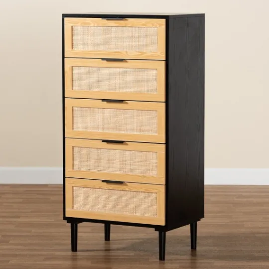 Kirkland's Home Tara Two-Tone Espresso Rattan Chest- Dressers & Chests