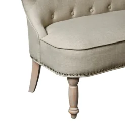 Kirkland's Home Taupe Button Tufted Nailhead Trim Settee- Sofas & Loveseats