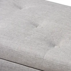 Kirkland's Home Taupe Button-Tufted Upholstered Storage Bench- Entryway Furniture