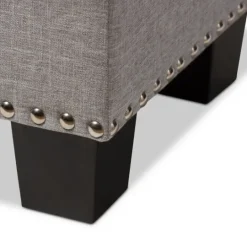 Kirkland's Home Taupe Button-Tufted Upholstered Storage Bench- Entryway Furniture