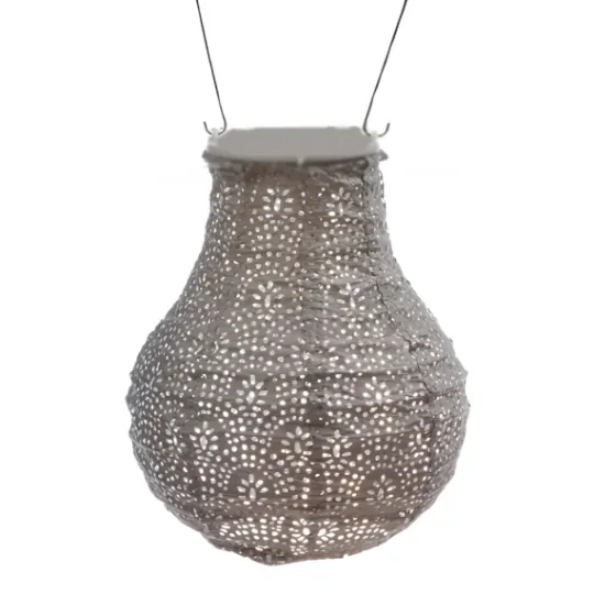 Kirkland's Home Taupe Fan Bulb Hanging Led Outdoor Lantern- Outdoor Lighting
