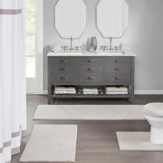 Kirkland's Home Taupe High Pile Marshmallow Bath Mat, 40 In.- Bathroom Rugs