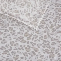Kirkland's Home Taupe Leopard Print Satin 4-Pc. Queen Sheet Set- Bed Sheets