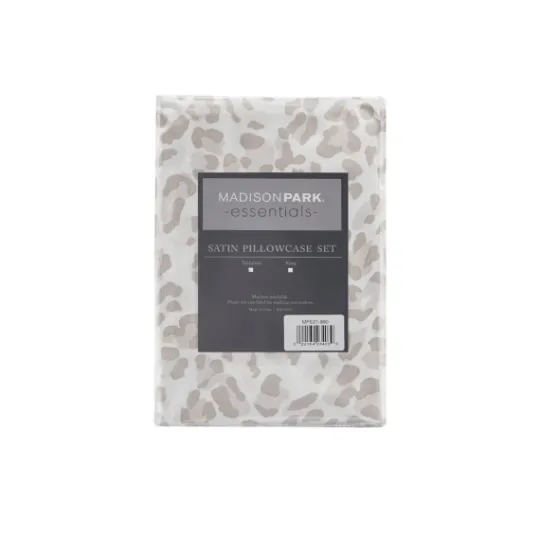 Kirkland's Home Taupe Leopard Satin Standard 2-Pc. Pillow Case Set- Bed Sheets