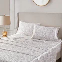 Kirkland's Home Taupe Leopard Satin Standard 2-Pc. Pillow Case Set- Bed Sheets
