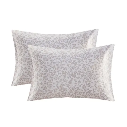 Kirkland's Home Taupe Leopard Satin Standard 2-Pc. Pillow Case Set- Bed Sheets