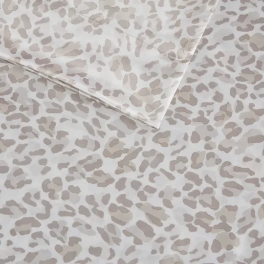 Kirkland's Home Taupe Leopard Satin Standard 2-Pc. Pillow Case Set- Bed Sheets