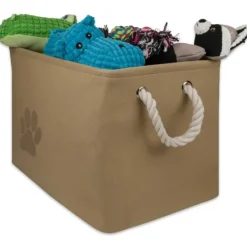 Kirkland's Home Taupe Paw Print Basket With Handles- Baskets & Boxes
