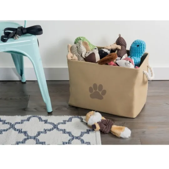 Kirkland's Home Taupe Paw Print Basket With Handles- Baskets & Boxes